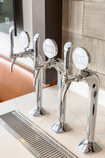 A close up of the taps in the bathroom